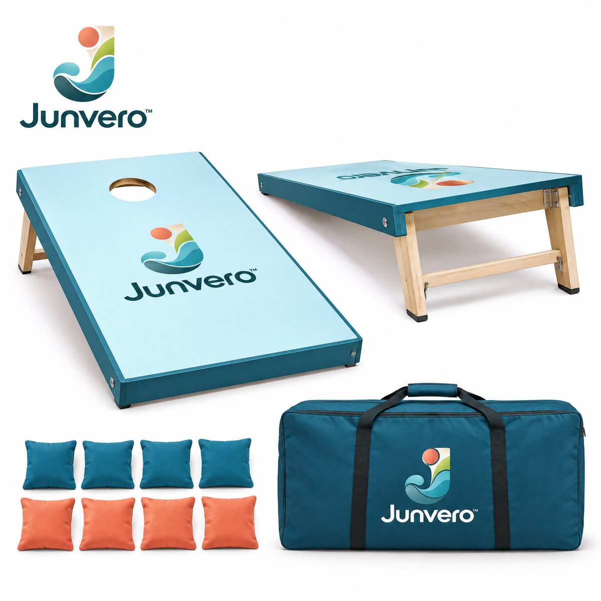 Junvero™ YardToss Cornhole Board Set – Portable Backyard Bean Bag Toss Game for Family Gatherings, Parties & Outdoor Fun