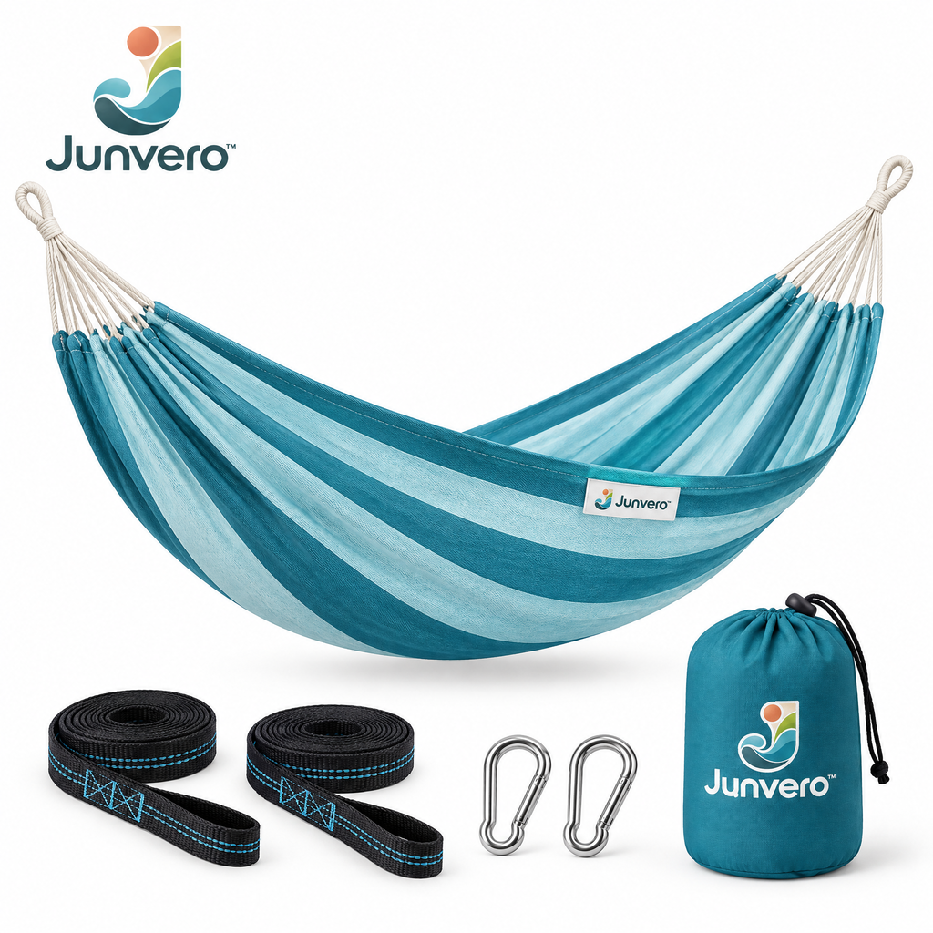 Junvero™ DriftRest Outdoor Hammock – Portable Relaxation Hammock for Backyard, Patio, Camping & Weekend Lounging