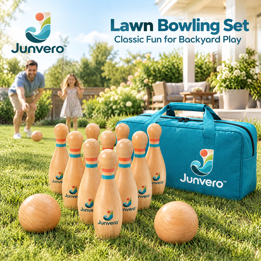 Junvero™ RollStrike Lawn Bowling Set – Outdoor Rolling Pin Game for Backyard Parties, Family Play & Casual Competitions