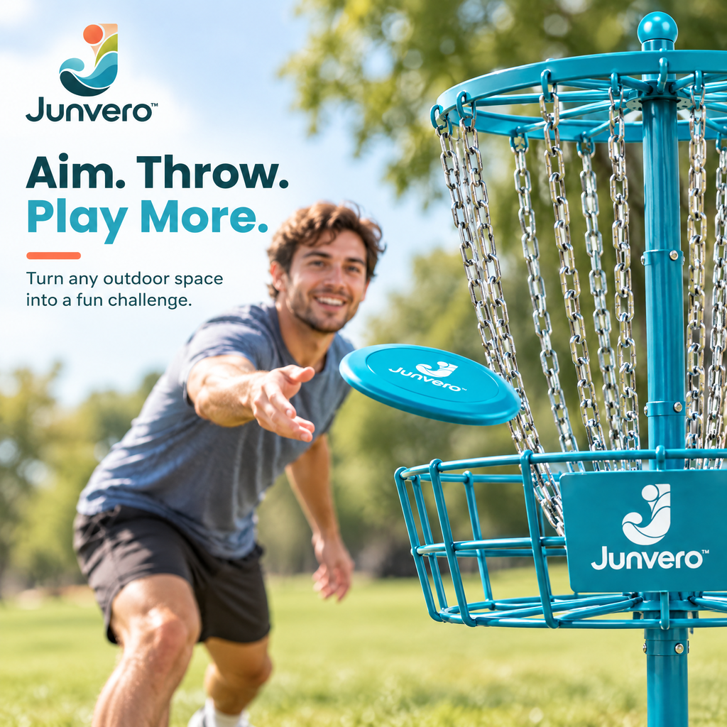 Junvero™ FlightCatch Outdoor Flying Disc Target – Portable Disc Toss Challenge for Backyard Games, Camping & Family Recreation