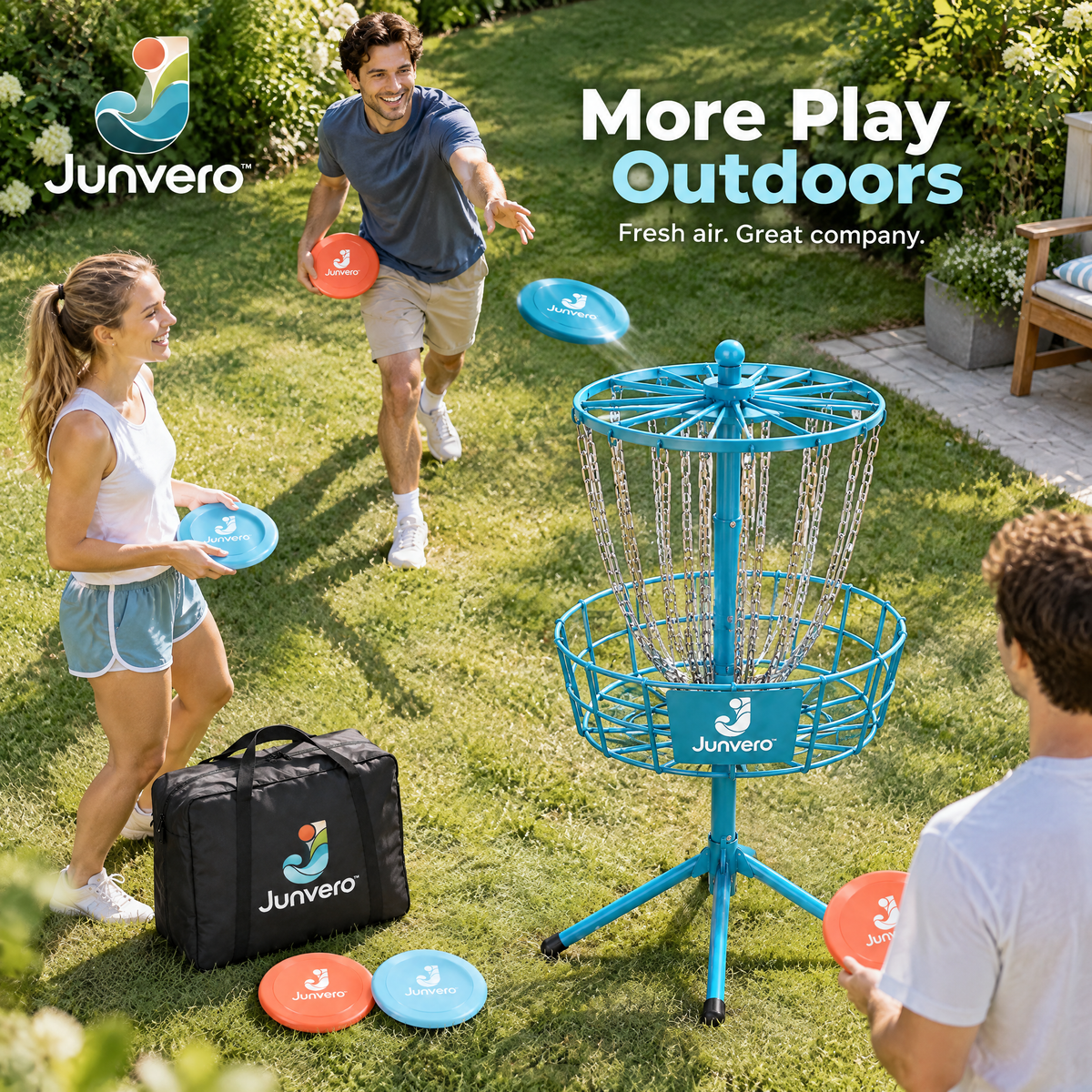 Junvero™ FlightCatch Outdoor Flying Disc Target – Portable Disc Toss Challenge for Backyard Games, Camping & Family Recreation
