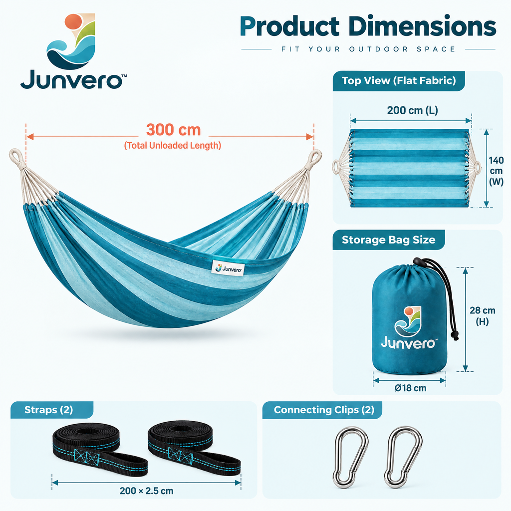 Junvero™ DriftRest Outdoor Hammock – Portable Relaxation Hammock for Backyard, Patio, Camping & Weekend Lounging