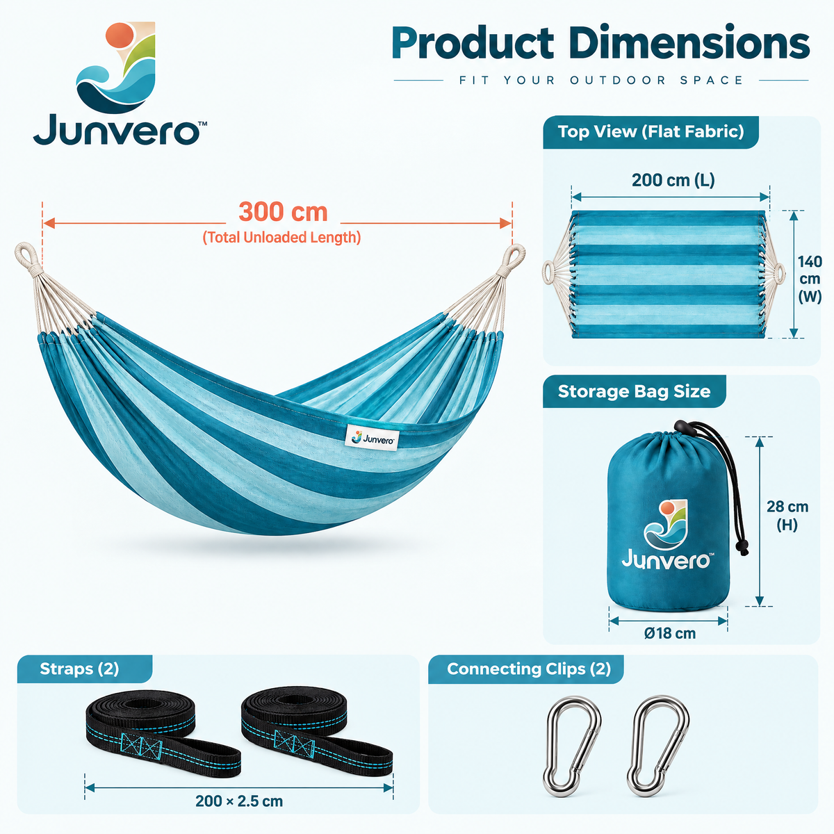 Junvero™ DriftRest Outdoor Hammock – Portable Relaxation Hammock for Backyard, Patio, Camping & Weekend Lounging