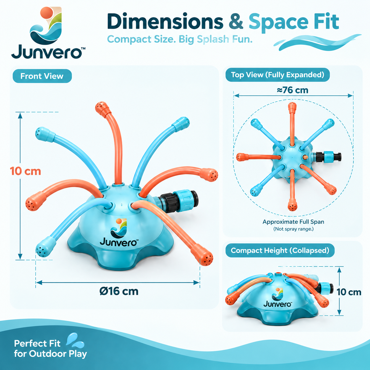 Junvero™ SpraySpin Kids Outdoor Sprinkler – Interactive Backyard Water Sprayer for Summer Lawn Play & Family Fun